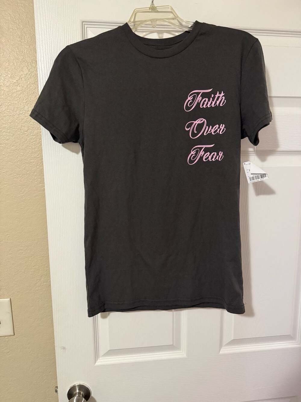Faith Over Fear Angel Graphic Charcoal Tee